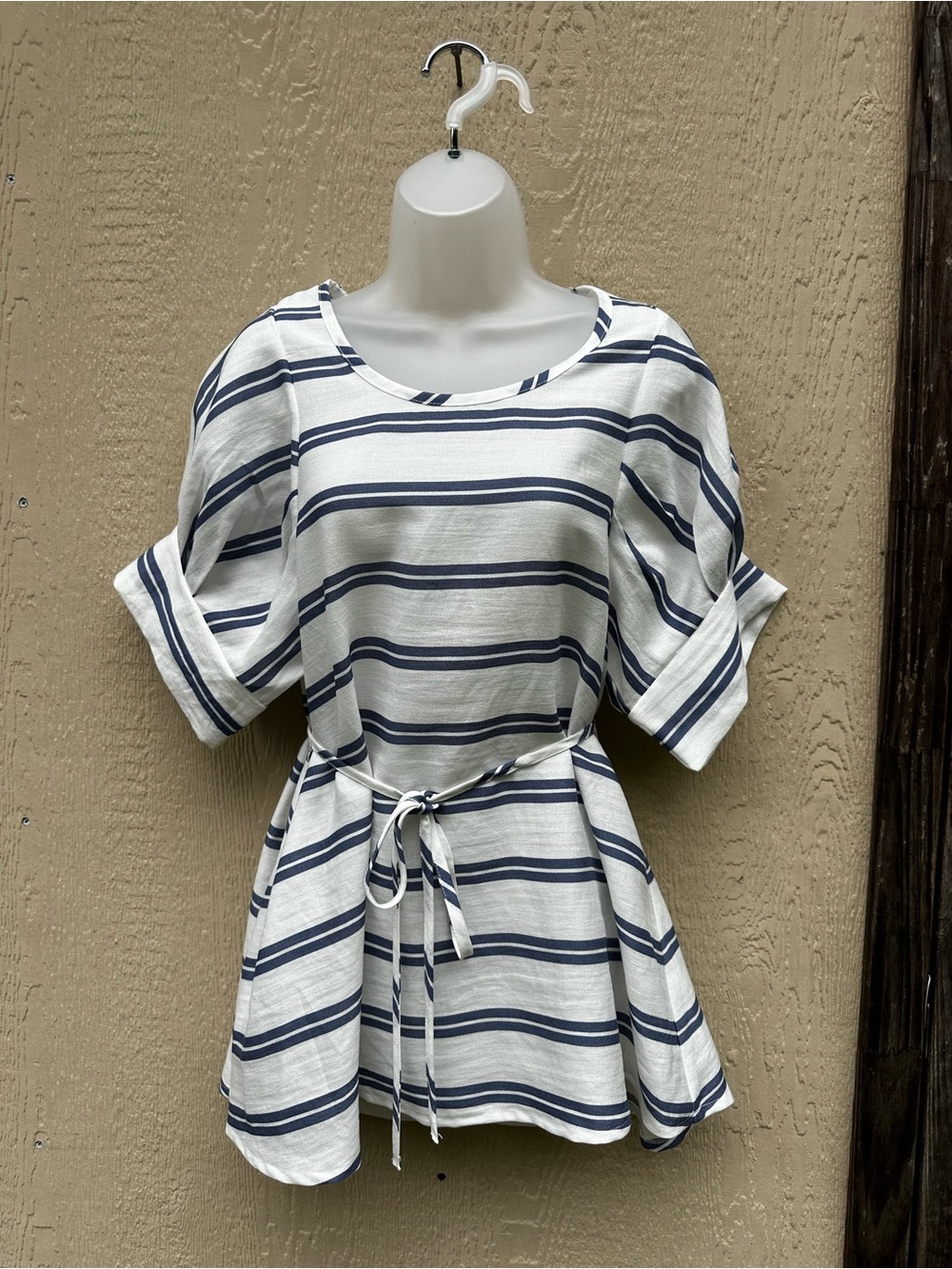 Pink Martini Navy and White Striped Top
